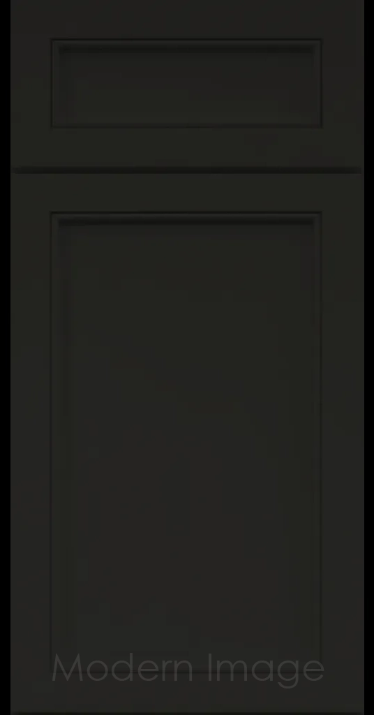 Alpine Slim Cabinet Door a narrow Stile & Rail Surrounding a flat center panel in a Midnight Sun Custom Paint